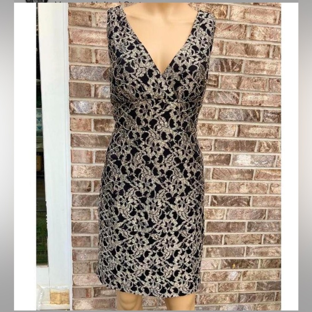 Black & Gold Lace Cocktail Formal Dress